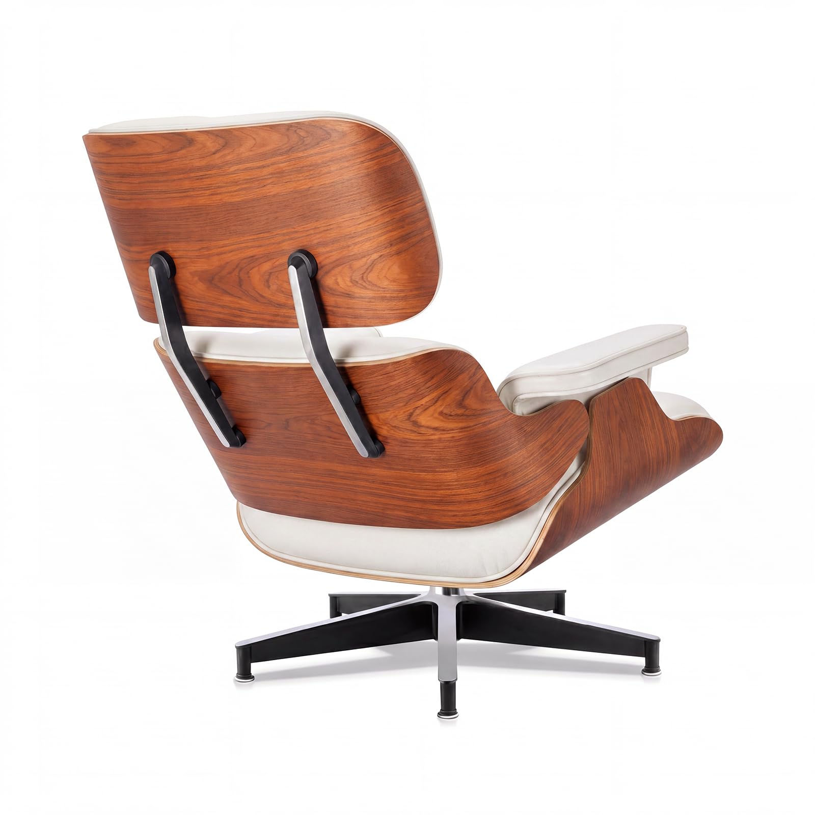 Asukale Top Grain Leather, Mid Century Chaise Lounge Chair and Ottoman, Modern Chair Classic Design, Heavy Duty Base Support for Living Room Study Lounge Office, Palisander-White Gronata
