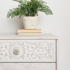 Signature Design by Ashley Shawburn Rustic 5 Drawer Chest of Smooth-Gliding Drawers and Safety Stop, White & Gray Gronata