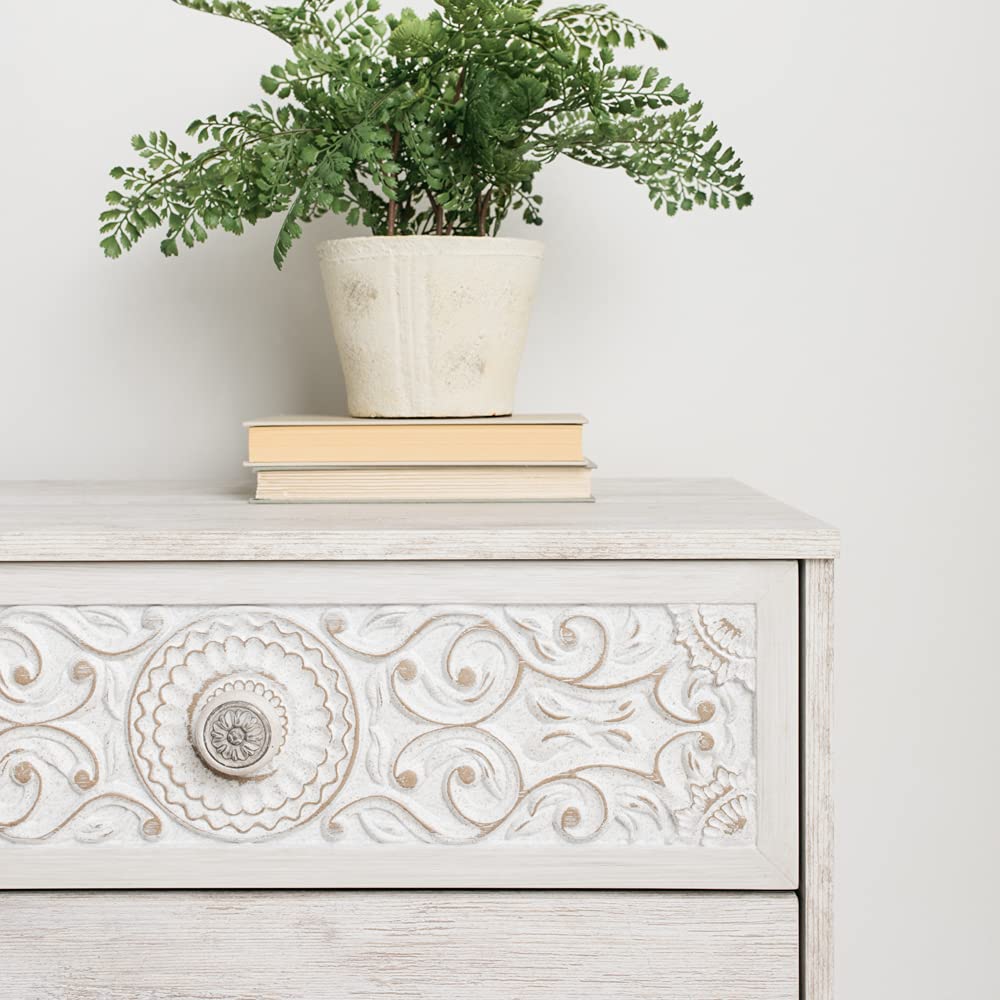 Signature Design by Ashley Shawburn Rustic 5 Drawer Chest of Smooth-Gliding Drawers and Safety Stop, White & Gray Gronata