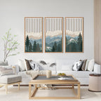 IARTTOP Large Boho Mid-century Modern Wood Wall Art 16x32 Inch Framed Green Abstract Leaf Wooden Wall Decor Bohemian Minimalist Geometric Wall Art Decor for Bedroom Living Room Office Set of 3 Gronata