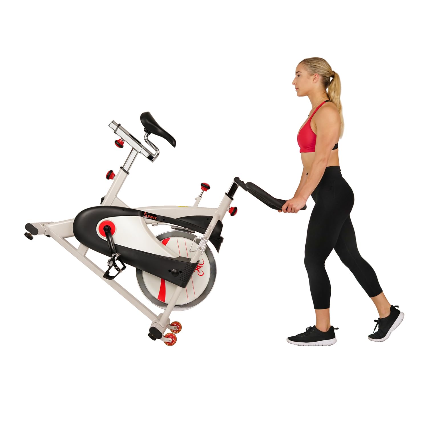 Sunny Health & Fitness Indoor Cycling Exercise Bike with SPD pedals - SF-B1509, White, 47 L x 20 W x 47 5 H Gronata