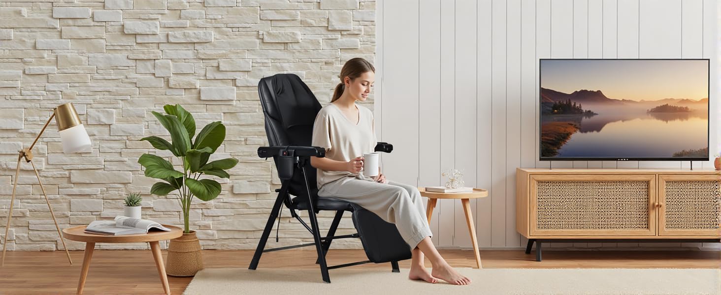 Ezencon Foldable Electric Massage Chair with Heat, Shiatsu, Kneading, Vibration, Full Body Relaxation, Adjustable Backrest & Neck Height,for Dad Mom Women Men Gronata