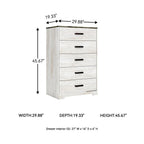 Signature Design by Ashley Shawburn Rustic 5 Drawer Chest of Smooth-Gliding Drawers and Safety Stop, White & Gray Gronata