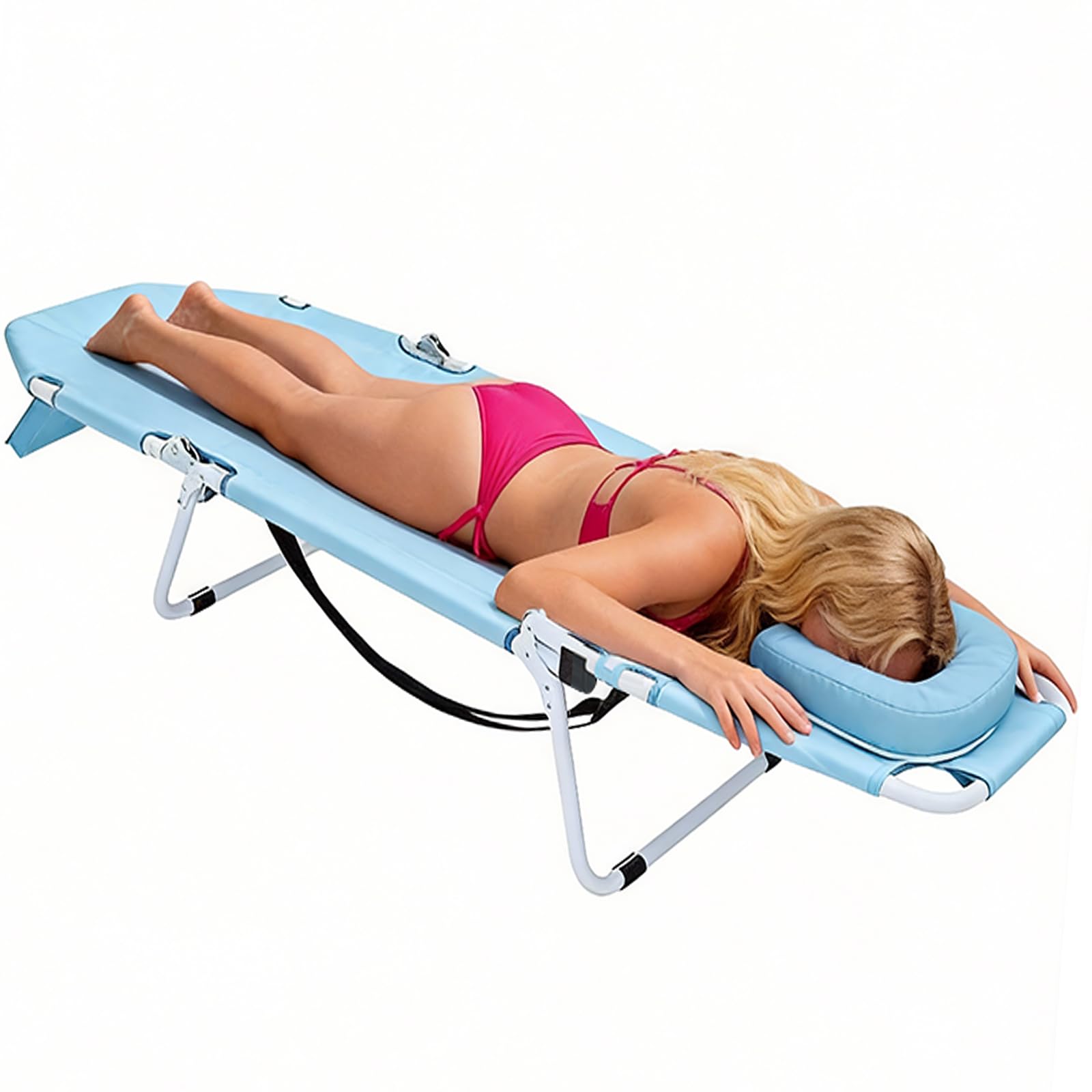 DoCred Heavy Duty Chaise Lounge Chair, Adjustable 5-Position Folding Chaise Lounge Chairs for Outside, Portable Lay Flat Beach Lounge Chair for Outdoor Sunbathing Beach Pool Lawn Camping Gronata