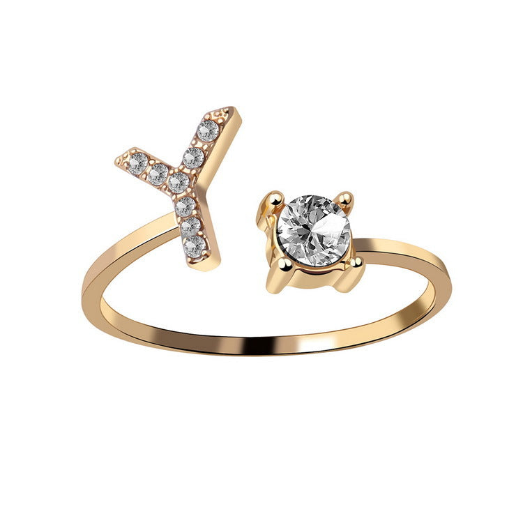 New Design Adjustable 26 Initial Letter Ring Fashion Jewelry For Women Simple Elegant Jewelry Gronata