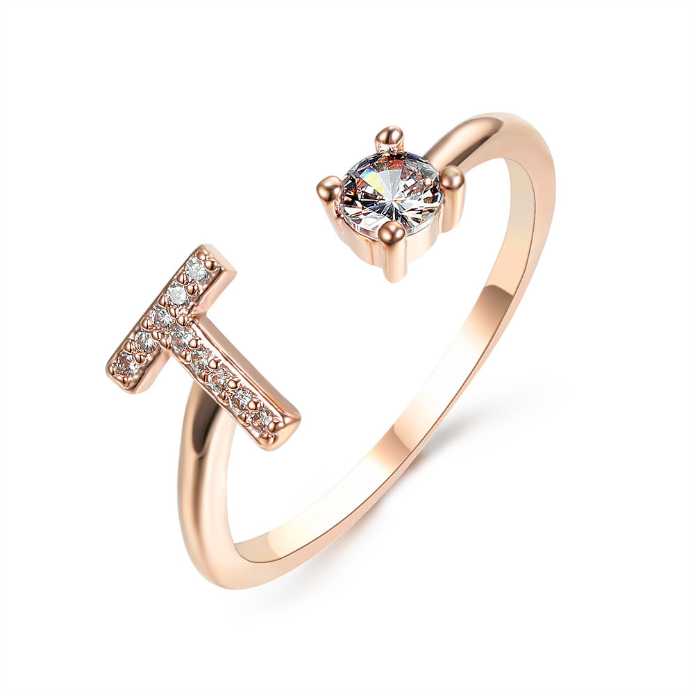 New Design Adjustable 26 Initial Letter Ring Fashion Jewelry For Women Simple Elegant Jewelry Gronata