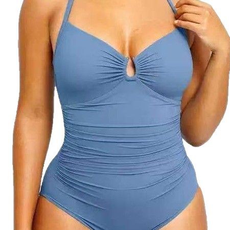 Solid Color Fashion Slim Fit Slimming One-piece Women's Double-shoulder Strap Swimsuit Gronata