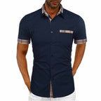 Men's Short Sleeve Contrast Fashion Button-Up Shirt Gronata