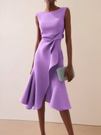 Women's Sleeveless Round Neck Red Temperament Dress Gronata