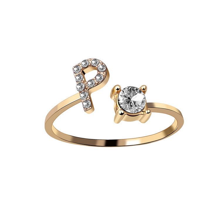 New Design Adjustable 26 Initial Letter Ring Fashion Jewelry For Women Simple Elegant Jewelry Gronata