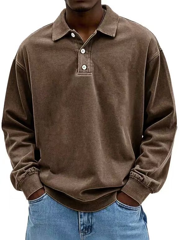 Fall Men's Long Sleeve Polo Shirts Casual Breathable Comfortable Tees Shirt Solid High Quality Sweatshirt Male T-Shirt Gronata