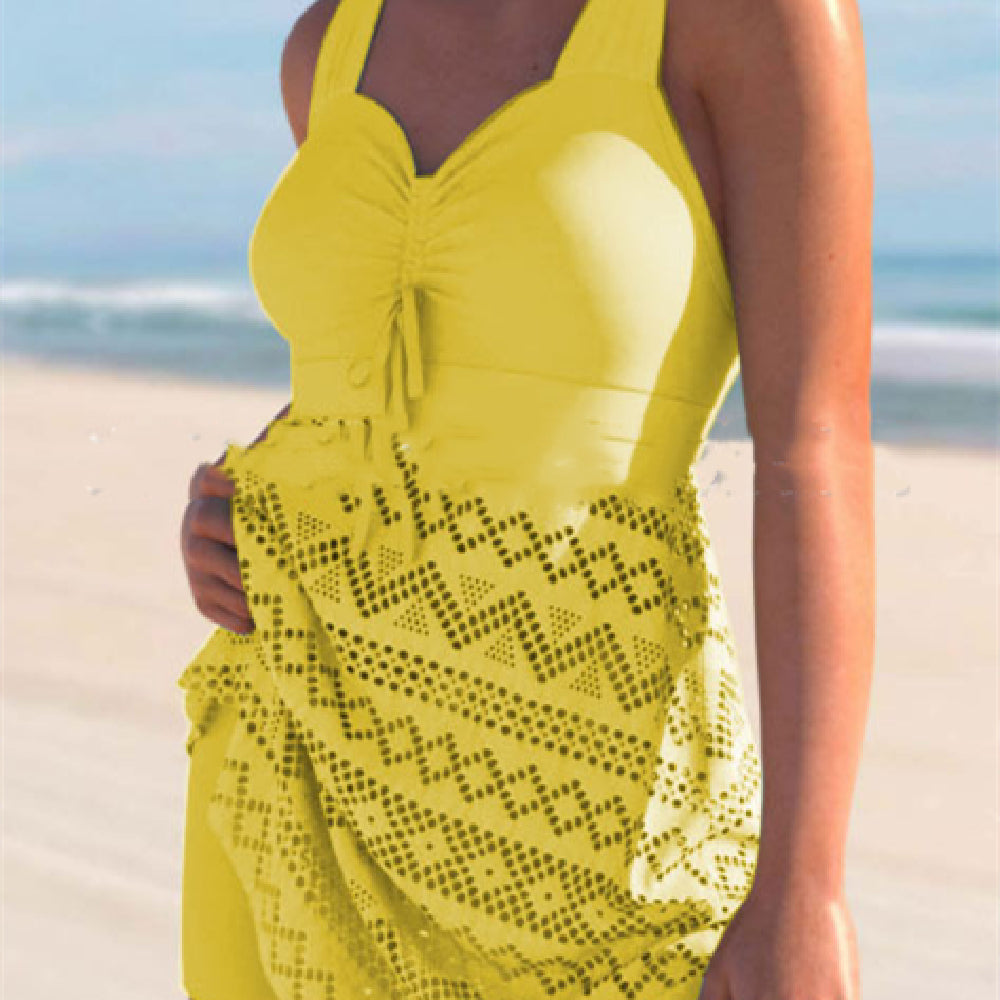 Korean Version Of Solid Color Lace One-piece Swimsuit Gronata