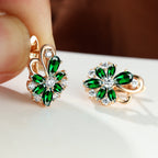 Rose Ring Colorful Flower Drop-shaped Zircon Earrings Gronata