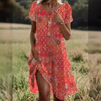 Women's Artistic Ethnic Style Scoop Mid-length Dress Gronata