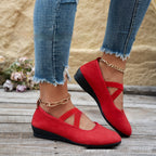 Women's Pointed Toe Wedges Shoes Fashion Cross-straped Flats Casual Pumps Gronata