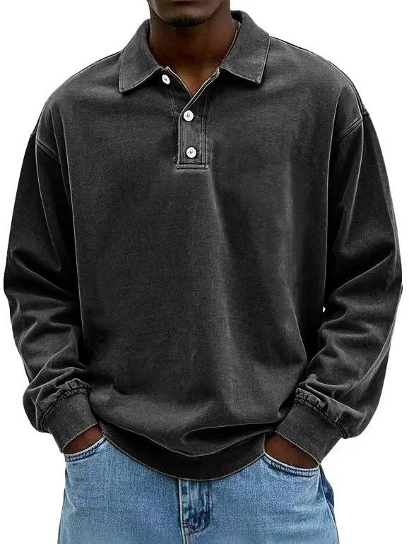 Fall Men's Long Sleeve Polo Shirts Casual Breathable Comfortable Tees Shirt Solid High Quality Sweatshirt Male T-Shirt Gronata