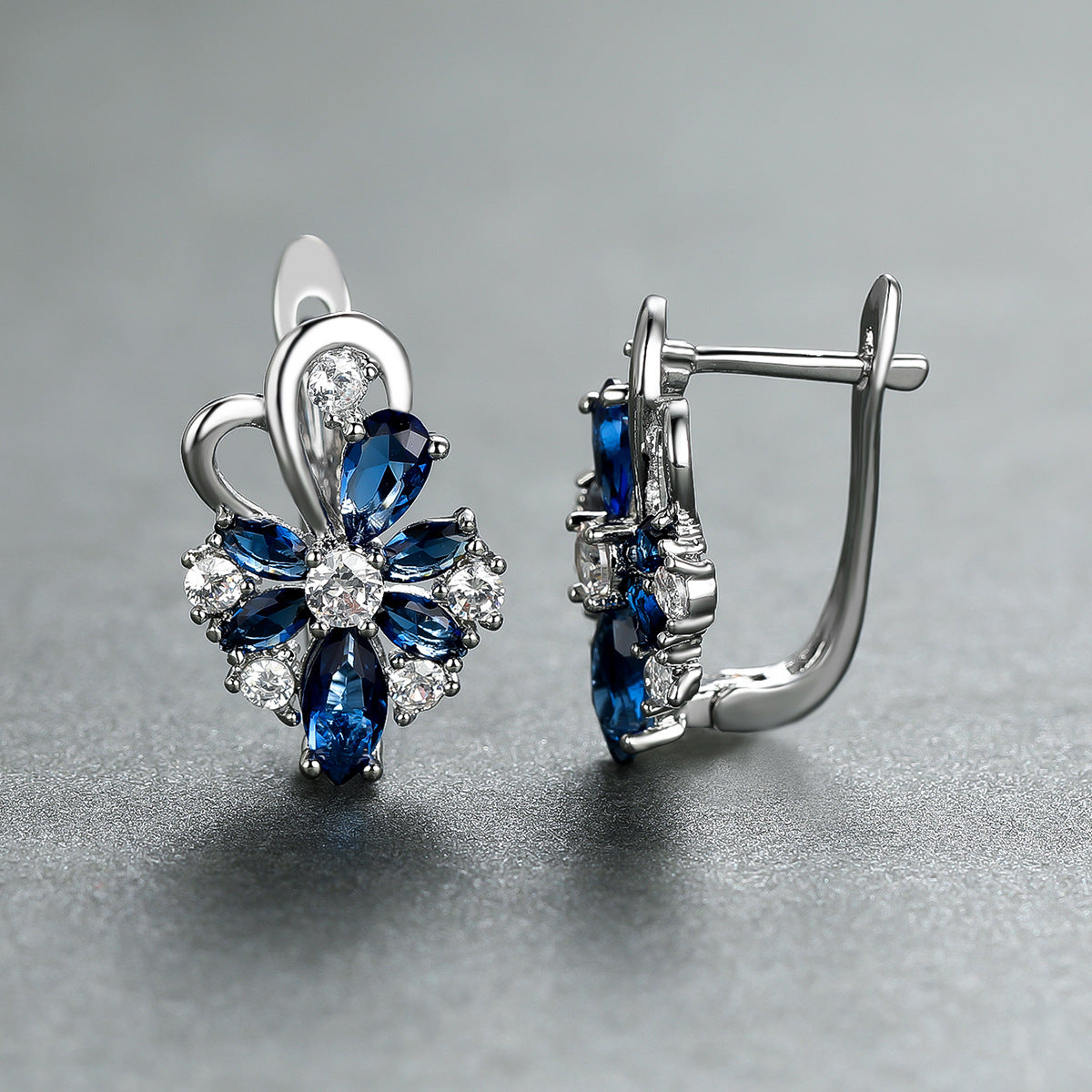 Rose Ring Colorful Flower Drop-shaped Zircon Earrings Gronata