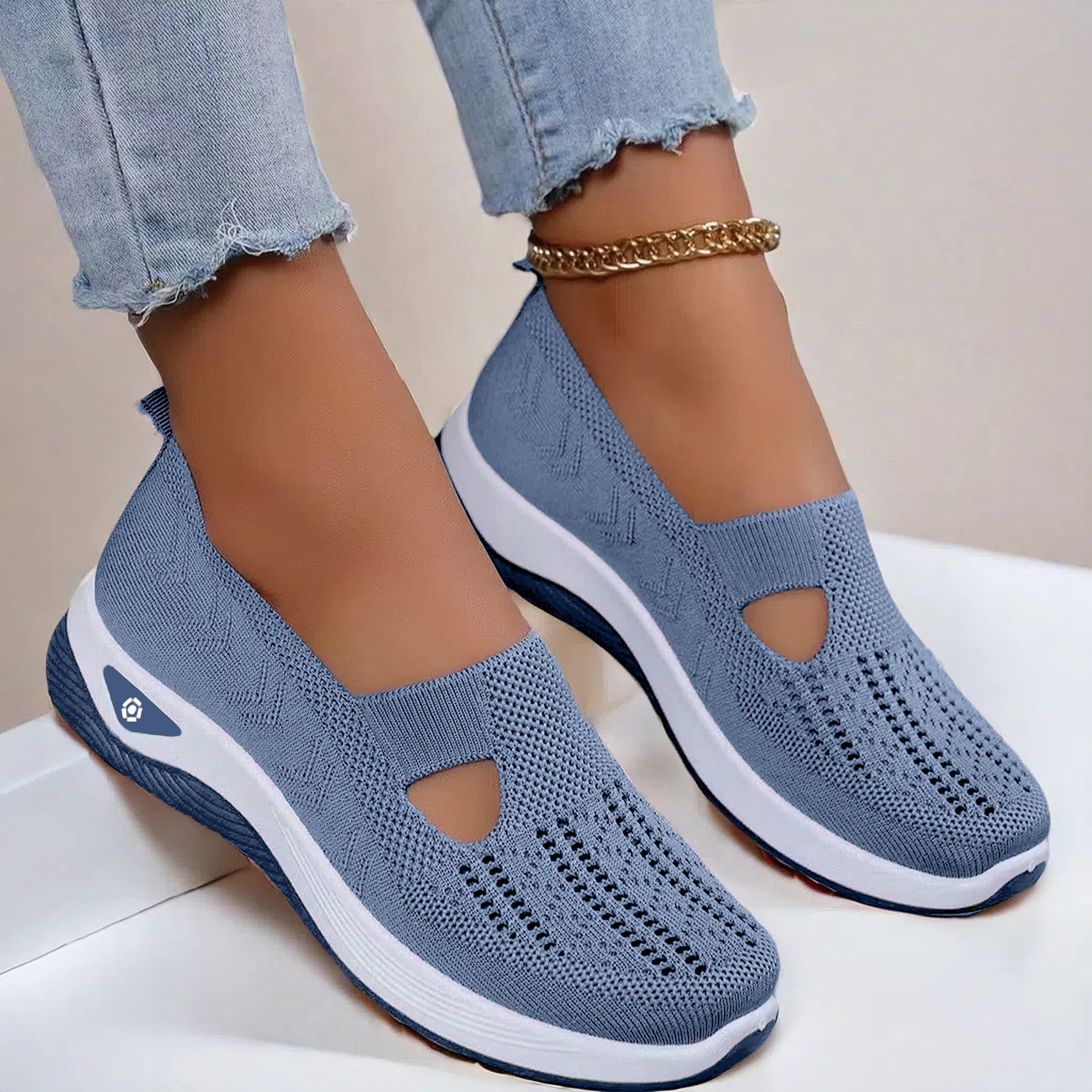 Mesh Flats Shoes Fashion Breathable Non-slip Soft Bottom Casual Shoes For Women Gronata
