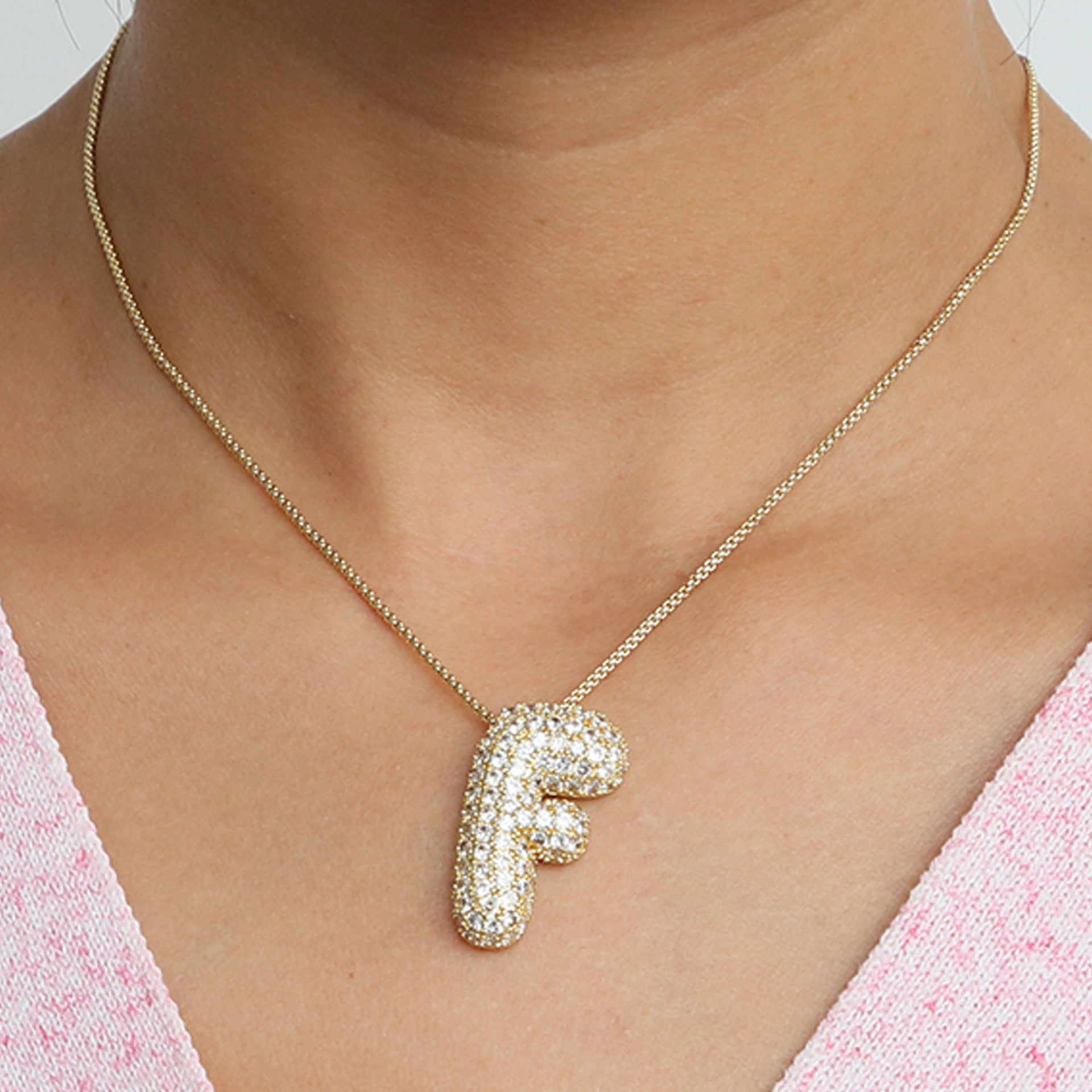 Bubble Initial Diamond Necklace Gronata