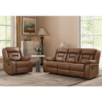 EBELLO Faux Leather Recliner Sofa Furniture Set for Living Room, 2 Recliner Chairs, 3 Seat Reclining Sofa Couch Set for Meeting Room, Brown Gronata