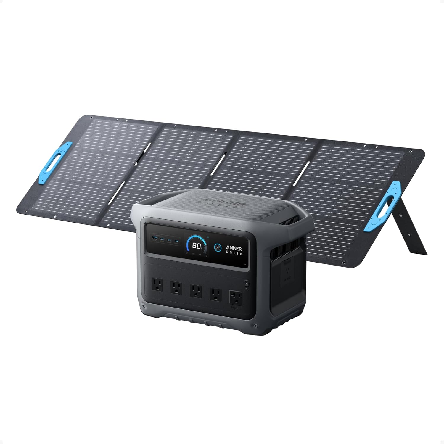 Anker SOLIX C1000 Gen 2 Portable Power Station with 200W Solar Panel, 2,000W (Peak 3,000W) Solar Generator, Full Charge in 49 Min, 1,024Wh LiFePO4 Battery for Home Backup, Power Outages, and Camping Gronata
