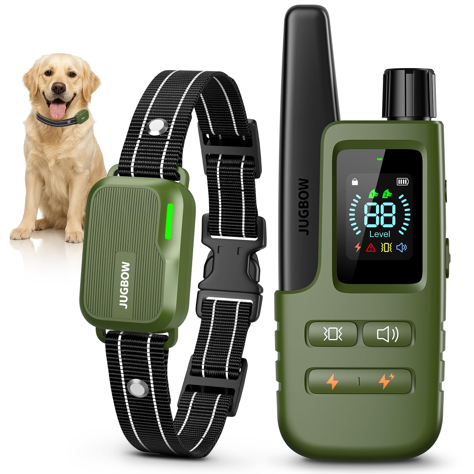 Jugbow Dog Shock Collar - 4500FT Dog Training Collar with Remote, IPX8 Waterproof Electric Dog Collar with 4 Training Modes, Security Lock, Rechargeable eCollar for 10-120lbs Small Medium Large Dogs Gronata