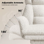 Big and Tall Office Chair, Flip Armrests for Pets & Cross Legged Sitting, Executive Ergonomic Computer Gaming Chair with Foot Rest, Teddy Fleece Wide Seat Reclining Desk Chair, White Vanity Chair Gronata