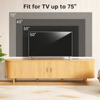 OneBlis 70" Mid Century Modern TV Stand, Wood TV Consoles with Sliding Doors and Power Outlet, Entertainment Center with Adjustable Shelves, Fluted TV Stands for Living Room, Walnut Gronata
