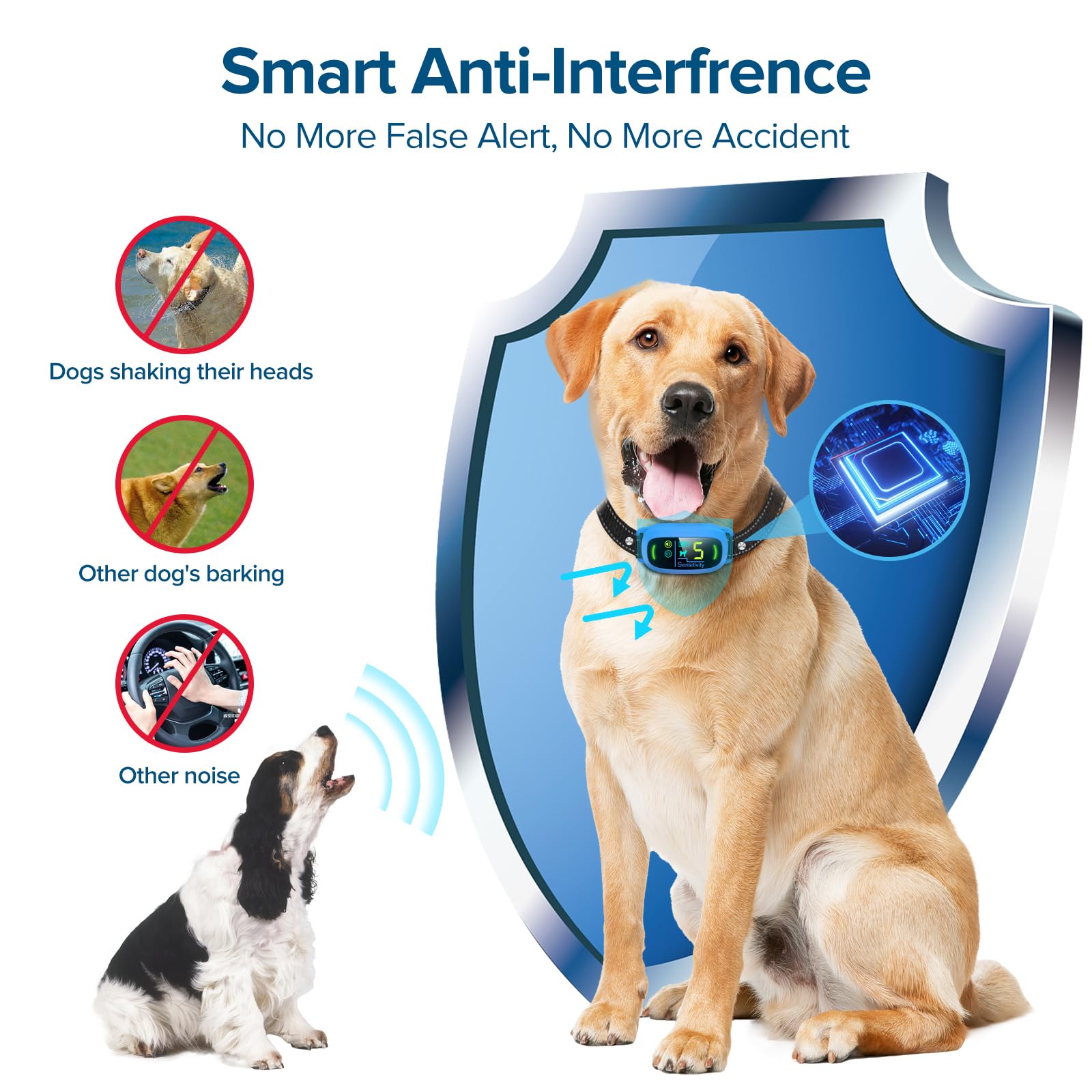 FAFAFROG Dog Bark Collar, Rechargeable Smart Collar, Anti Barking Training Collar with 5 Adjustable Sensitivity Beep Vibration, Bark Collar for Large Medium Small Dogs (Black) Gronata