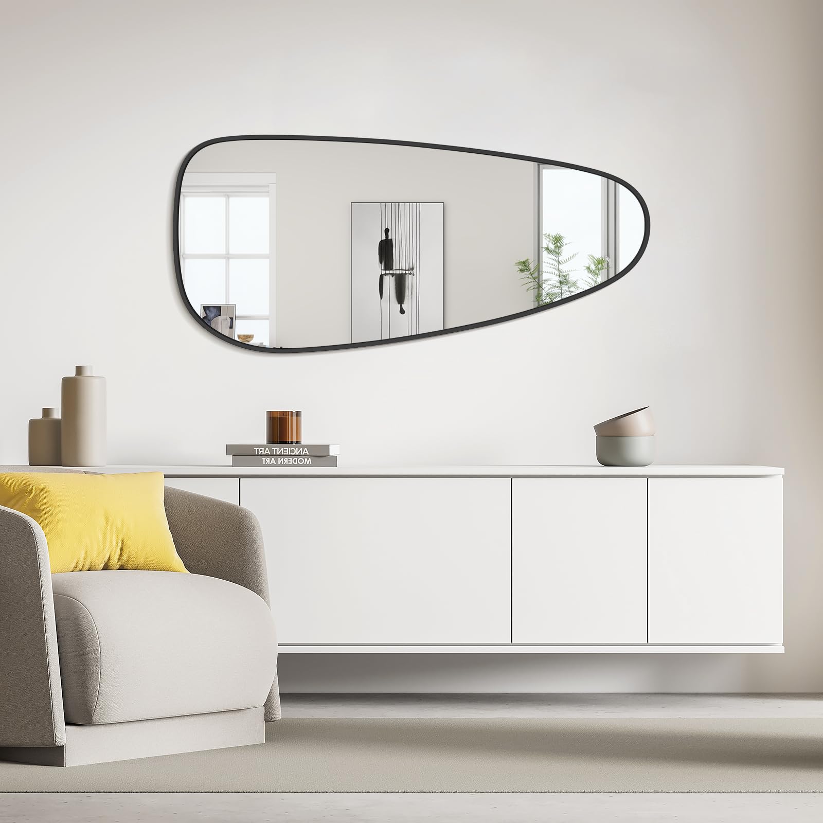 WallBeyond Asymmetrical Mirror, Irregular Mirror Full Length, Boho Wall Mirrors Decorative for Bedroom Living Room Entryway Hall, Mid Century Modern Decor 48" H x 22" W Gronata