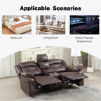 EBELLO Faux Leather Recliner Sofa Furniture Set for Living Room, 2 Recliner Chairs, 3 Seat Reclining Sofa Couch Set for Meeting Room, Brown Gronata