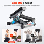 Sunny Health & Fitness Mini Steppers for Exercise at Home, Stair Step Workout Machine with Resistance Bands, Full Body Cardio Equipment with Digital Monitor - No. 012 -S Gronata