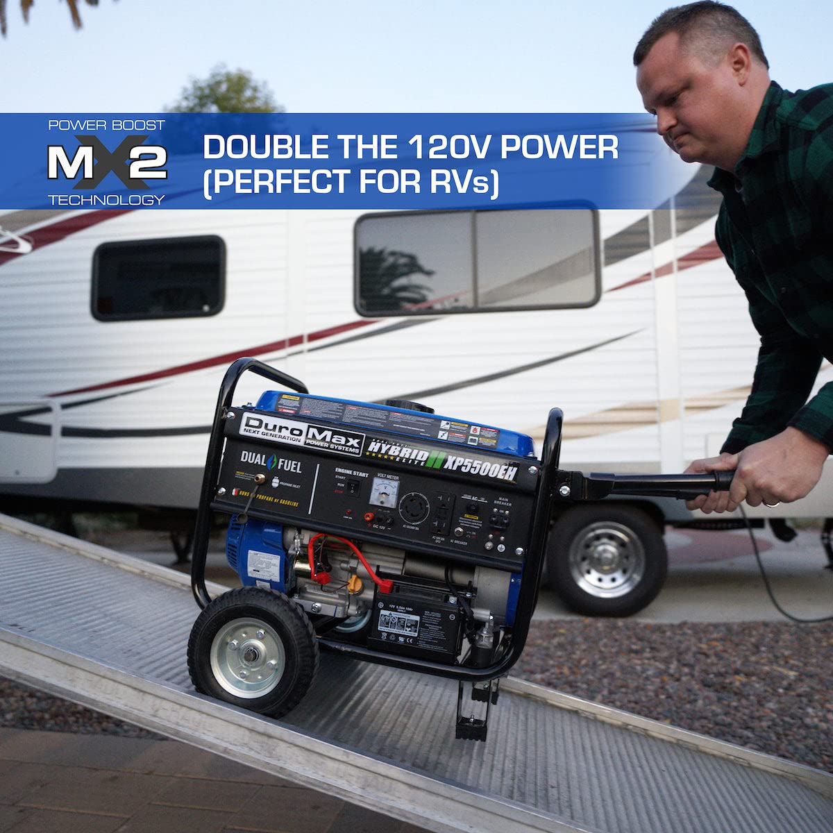 DuroMax XP13000EH 13,000-Watt Dual Fuel Portable Generator - Gas & Propane, Electric Start, Whole Home Backup Power, Transfer Switch Ready, RV & Emergency Ready Gronata