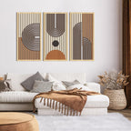 IARTTOP Large Boho Mid-century Modern Wood Wall Art 16x32 Inch Framed Green Abstract Leaf Wooden Wall Decor Bohemian Minimalist Geometric Wall Art Decor for Bedroom Living Room Office Set of 3 Gronata