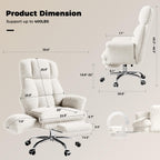 Big and Tall Office Chair, Flip Armrests for Pets & Cross Legged Sitting, Executive Ergonomic Computer Gaming Chair with Foot Rest, Teddy Fleece Wide Seat Reclining Desk Chair, White Vanity Chair Gronata