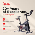 Sunny Health & Fitness Nova Smart Indoor Cycling Bike – Magnetic Resistance Exercise Bike with SunnyFit App, Quiet Belt Drive & Compact Home Cardio Bike for Beginners Gronata
