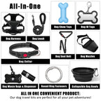 YXFDOYT No Pull Dog Harness Adjustable Collar & Leash Set - Dog Halter Harnesses Collapsible Bowls & Poop Bag Dispenser Muzzle ID Tags Toys Fits Small Medium Large Dogs (Pink-L) Gronata