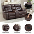 EBELLO Faux Leather Recliner Sofa Furniture Set for Living Room, 2 Recliner Chairs, 3 Seat Reclining Sofa Couch Set for Meeting Room, Brown Gronata