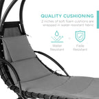 Best Choice Products Outdoor Hanging Curved Steel Chaise Lounge Chair Swing w/Built-in Pillow and Removable Canopy - Navy Blue Gronata