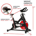 Sunny Health & Fitness Indoor Cycling Exercise Bike with SPD pedals - SF-B1509, White, 47 L x 20 W x 47 5 H Gronata
