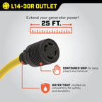 Champion Power Equipment 25-Foot 30-Amp 250-Volt Generator Power Cord for Manual Transfer Switch (L14-30P to L14-30R) Gronata