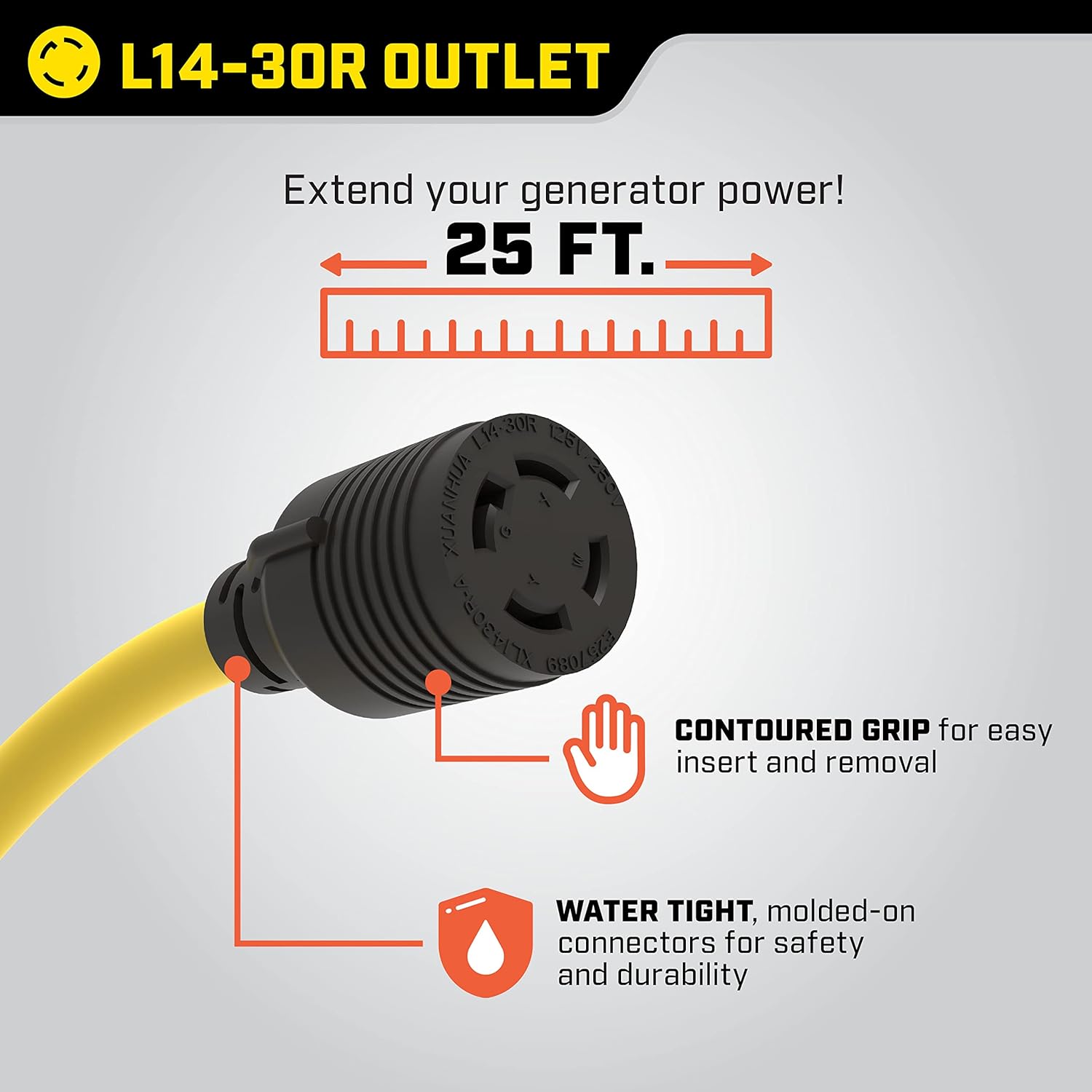 Champion Power Equipment 25-Foot 30-Amp 250-Volt Generator Power Cord for Manual Transfer Switch (L14-30P to L14-30R) Gronata