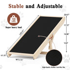 Chuiendi Dog Ramp for High Bed, Couch, Car, Pet Ramps 55.12" Long Adjustable 19.3"-27.17" Wooden Dog Step with Anti-slip Rubber Mat & Safety Side Rails for Small Medium Large Older Pets, up to 250 lbs Gronata