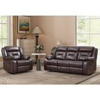 EBELLO Faux Leather Recliner Sofa Furniture Set for Living Room, 2 Recliner Chairs, 3 Seat Reclining Sofa Couch Set for Meeting Room, Brown Gronata