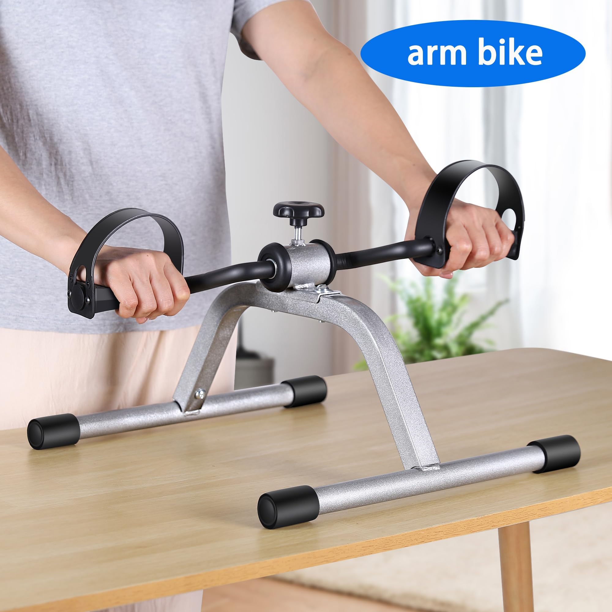 RYGEO Pedal Exerciser Mini Exercise Bike for Leg and Arm Recovery Exercise Lightweight and Portable Floor Bike(Silver) Gronata