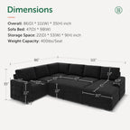 HONBAY Sectional Sleeper Sofa with Pull Out Bed U-Shape Sectional Couch Sleeper Bed with Storage Chaise 6 Seater Sleeper Sectional Sofa, Light Grey Gronata