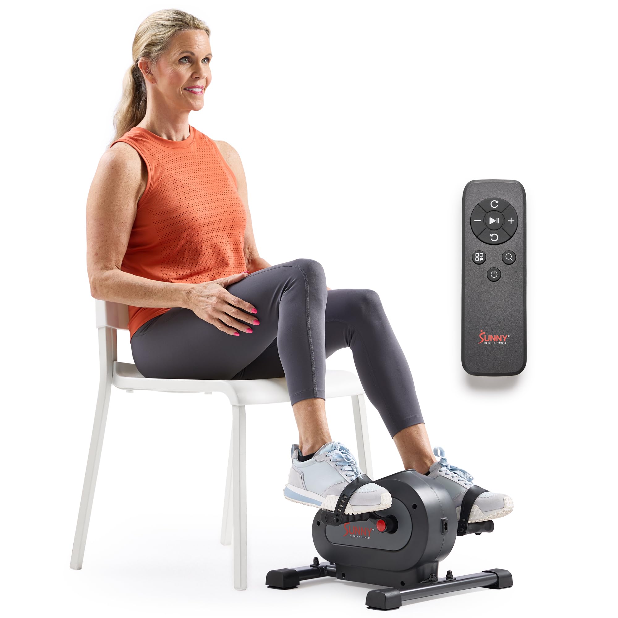 Sunny Health & Fitness Dual Function Smart Motorized Mini Bike Trainer, Under Desk Exercise Machine for Senior Training, Arm/Leg Cardio Cycle Workout, Free SunnyFit App Bluetooth Link-SF-B020029SMART Gronata