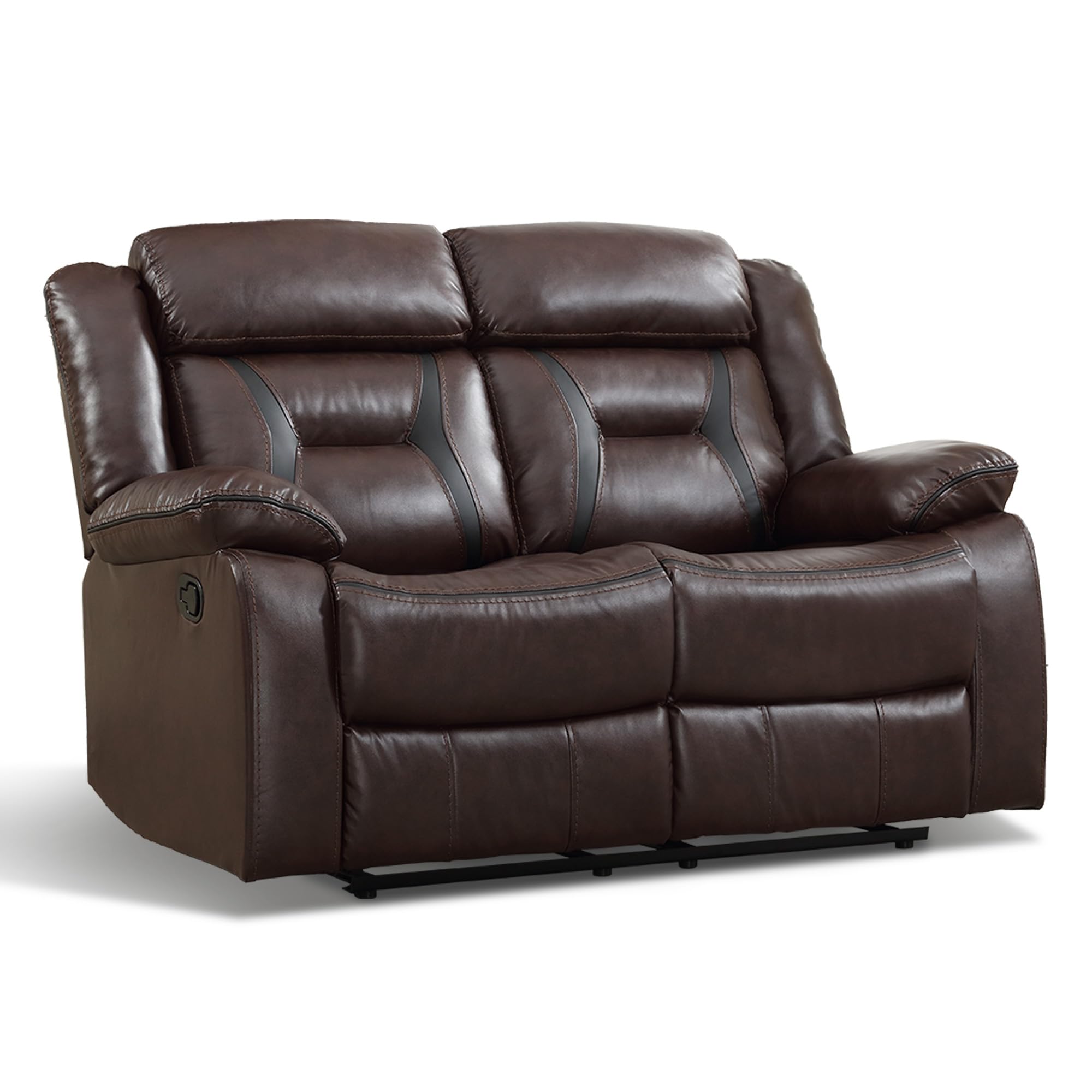 EBELLO Faux Leather Recliner Sofa Furniture Set for Living Room, 2 Recliner Chairs, 3 Seat Reclining Sofa Couch Set for Meeting Room, Brown Gronata