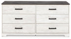 Signature Design by Ashley Shawburn Rustic 5 Drawer Chest of Smooth-Gliding Drawers and Safety Stop, White & Gray Gronata