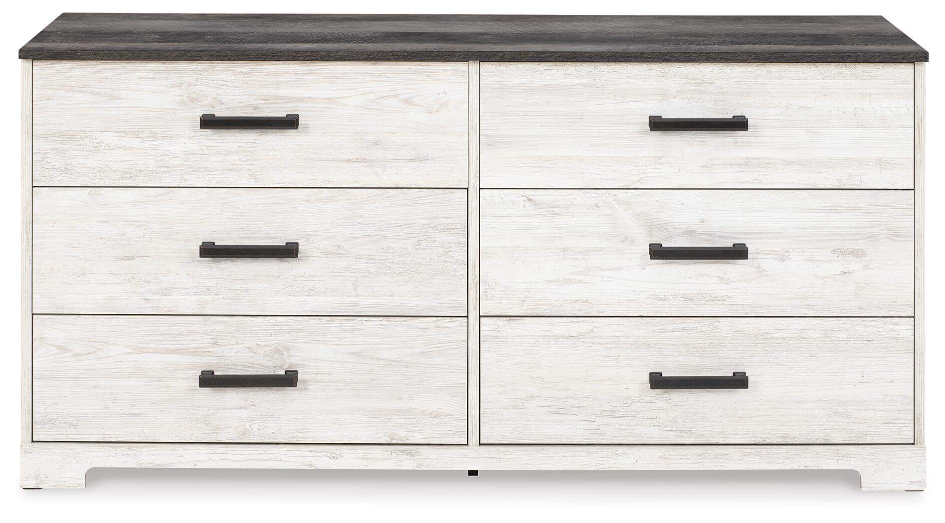 Signature Design by Ashley Shawburn Rustic 5 Drawer Chest of Smooth-Gliding Drawers and Safety Stop, White & Gray Gronata